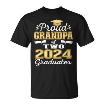 Proud Grandpa Of Two 2024 Graduate Class 2024 Graduation T-Shirt - Seseable
