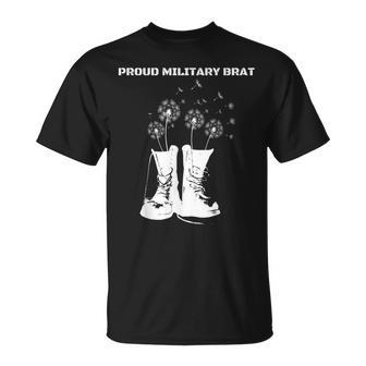 Proud Military Brat Dandelion Combat Boots T-Shirt - Monsterry AU