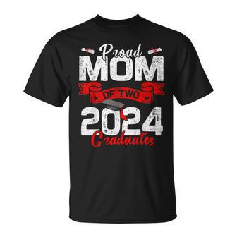 Proud Mom Of Two Class Of 2024 Graduates Twins Graduation T-Shirt - Seseable