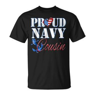 Proud Navy Cousin Usa Heart American Flag Men Women T-Shirt - Monsterry