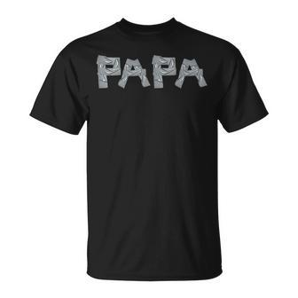 Proud Papa Fathers Day 2024 Dad Tape Style T-Shirt - Seseable
