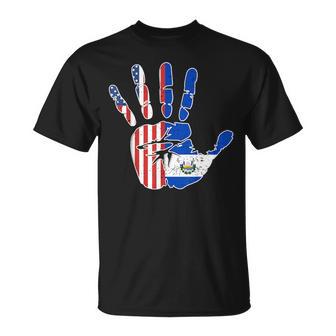 Proud Salvadorian Handprint Flag Usa El Salvador T-Shirt - Monsterry DE