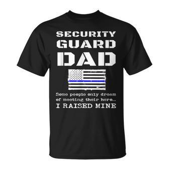 Proud Security Guard Dad Father Thin Blue Line American Flag T-Shirt - Monsterry UK