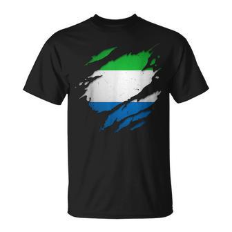 Proud Sierra Leonean Torn Ripped Sierra Leone Flag T-Shirt - Monsterry DE