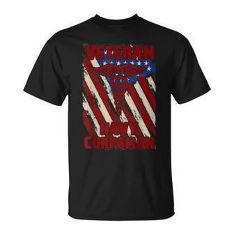Proud Us Navy Corpsman Veteran Flag Vintage T-Shirt - Monsterry AU