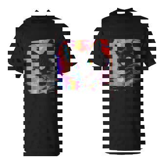 Psychedelic Trippy Glitch Cat 80S 90S Vaporwave Synthwave T-Shirt - Thegiftio