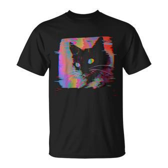 Psychedelic Weirdcore Cat Vaporwave Aesthetic Grunge Punk T-Shirt - Seseable