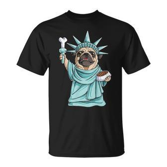Pug Statue Of Liberty 4Th Of July Dog Lover T-Shirt | Mazezy