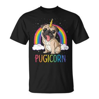 Pugicorn Pug Unicorn Girls Kids Space Galaxy Rainbow T-Shirt | Mazezy