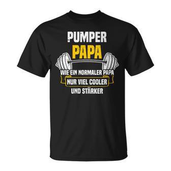 Pumper Papa Kraftsport Gym Lustiges Bodybuilding Mit-Ausschnitt T-Shirt - Geschenkecke