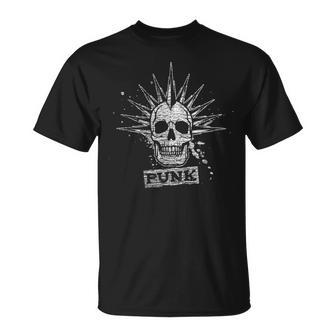 Punk Music Retro Punk Rock Motif Skull Skeleton Skull T-Shirt - Seseable