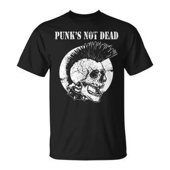 Punk's Not Dead Punker Punk Rock Concert Skull S T-Shirt - Seseable