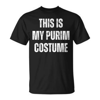 This Is My Purim Costume Distressed White Text T-Shirt - Seseable