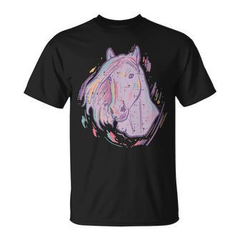 Purple Horse Painting Animal Art Equestrian T-Shirt | Mazezy DE
