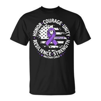 Purple Up For Military Kid Us Flag Cool Military Child Month T-Shirt | Mazezy