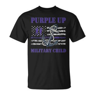 Purple Up Month Of Military Child Kids Navy Us Flag Vintage T-Shirt - Monsterry UK