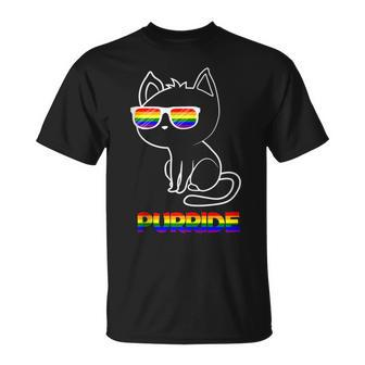 Purride Lgbt Flag Sunglasses Cute Gay Pride Cat Lover T-Shirt - Monsterry