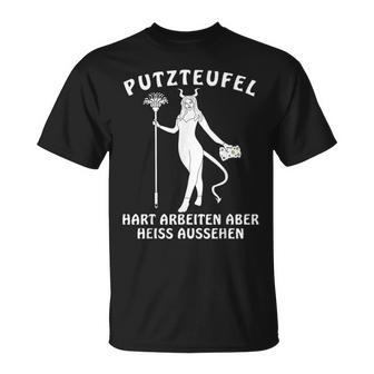 Putzteufel Putzen Teufel Reinigungskraft Putzfrau T-Shirt - Seseable