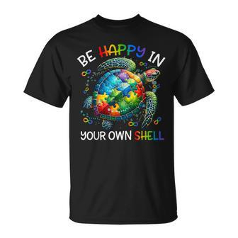 Puzzle Turtle Be Happy In Your Own Shell Autism Awareness T-Shirt | Mazezy