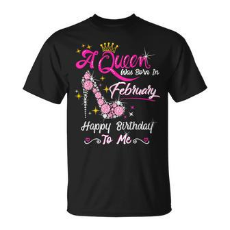 A Queen Was Born In February February Birthday Girl T-Shirt - Thegiftio UK