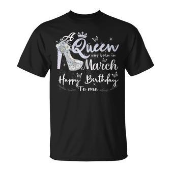 A Queen Was Born In March Birthday Month March 2024 T-Shirt - Thegiftio UK
