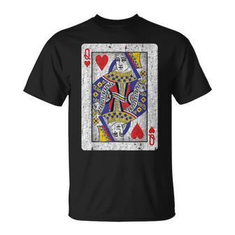 Queen Of Hearts Card Poker Bridge Player Costume T-Shirt - Monsterry
