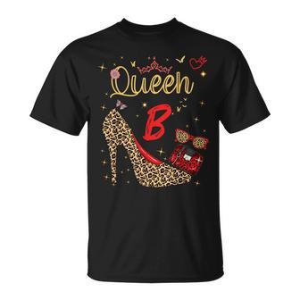 Queen Letter B Initial Name Leopard Heel Letter B Alphapet T-Shirt - Thegiftio UK