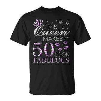 This Queen Makes 50 Look Fabulous 50Th Birthday Purple Style T-Shirt - Monsterry CA