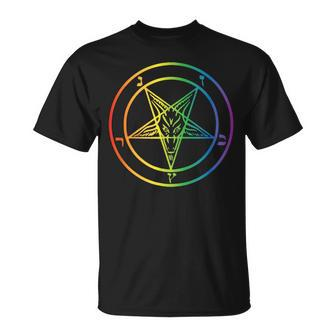 Quer Baphomet Pride Rainbow Satan Lesbian Gay Csd Lgbtq T-Shirt - Monsterry