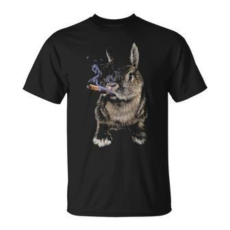 Rabbit Puffing Cigar Smoke Bad Bunny T-Shirt | Mazezy