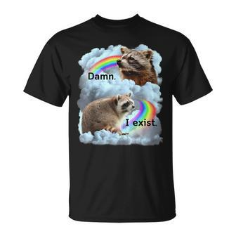 Raccoon I Exist Depression Meme Dark Mental Health T-Shirt - Monsterry AU