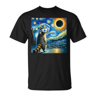 Raccoon Total Solar Eclipse 2024 Van Gogh Raccoon Glasses T-Shirt - Monsterry UK