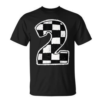 Race Car 2Nd Birthday Boy 2 Two Racing Car Flag Theme Party T-Shirt - Monsterry AU