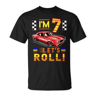 Race Car 7Th Birthday Toddler Boy Racing 7 Years Old T-Shirt - Monsterry