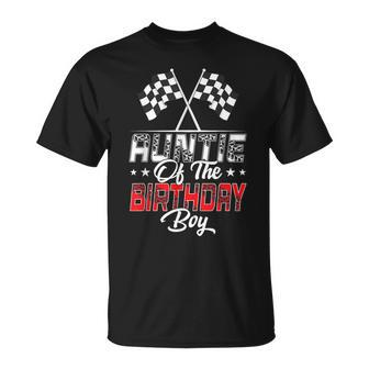 Race Car Auntie Of The Birthday Boy Racing Family Pit Crew T-Shirt - Thegiftio UK