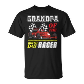 Race Car Party Grandpa Of The Birthday Racer Racing Family T-Shirt - Monsterry AU
