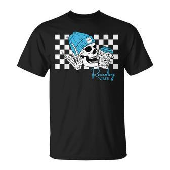 Raceday Vibes Checkered Flag Racing Skull Dirt Track Racing T-Shirt - Monsterry DE