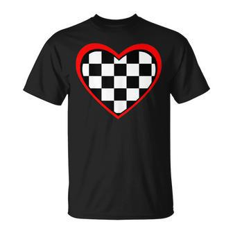 Racing Checkered Flag Heart Race Car T-Shirt - Monsterry UK