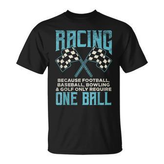 Racing One Ball Checkered Flag Race Car Driver Racer T-Shirt - Monsterry CA