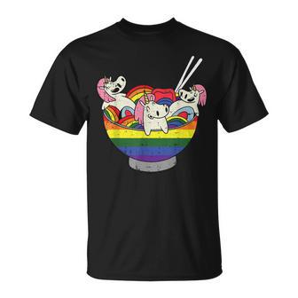 Rainbow Unicorn Ramen Gay Pride Japanese Food Lgbt-Q Ally T-Shirt - Monsterry DE