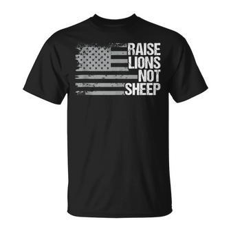 Raise Lions Not Sheep American Patriot Patriotic Lion T-Shirt - Monsterry UK