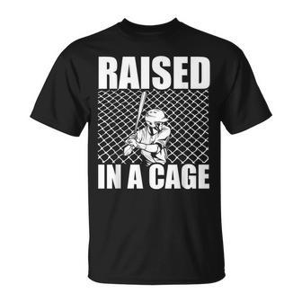 Raised In A Cage Baseball Training Batter Catcher Pitch T-Shirt - Monsterry AU