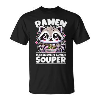 Ramen Lover Racoon Eats Ramen Noodles Coon Ramen T-Shirt | Mazezy