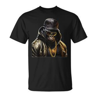 Rapper Gorilla I Retro Hip Hop I Gorilla Hip Hop Gangster T-Shirt - Seseable