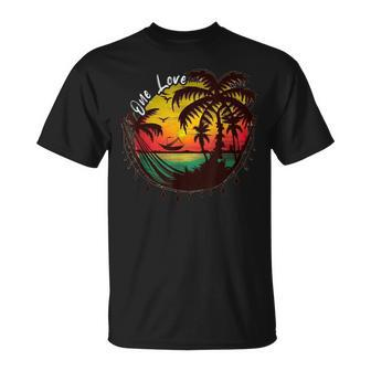 Rasta Reggae Sunset One Love Rastafari Jamaican Vacation T-Shirt | Mazezy