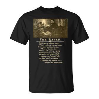 Raven Midnight Dreary Classic Poetry By Poet Edgar Allan Poe T-Shirt - Monsterry