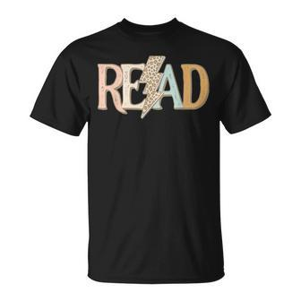 Read Leopard Lightning Bolt Book Lover Librarian Reader T-Shirt - Monsterry