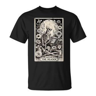 The Reader Tarot Card Book Lover Skeleton Reading Book T-Shirt - Monsterry AU
