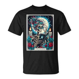 The Reader Tarot Card Book Lover Skeleton Reading Book T-Shirt - Monsterry AU