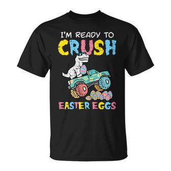 Ready To Crush Easter Eggs Dino Monster Truck Toddler Boys T-Shirt | Mazezy AU